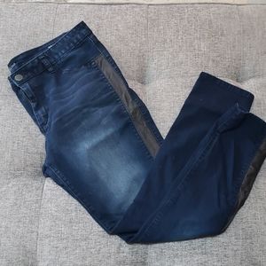 Jean Jeggings with Black Leather Stripe